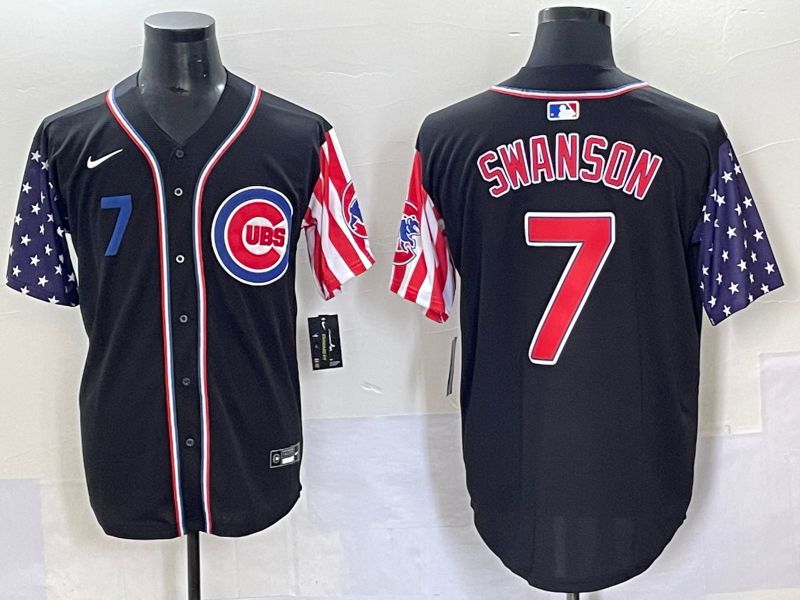 Men 2025 Chicago Cubs #7 Swanson Black a generation of national flags Joint Name Nike MLB Jersey style 45